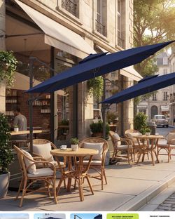 FUNDAZE 9x9 FT Cantilever Patio Umbrella – Beige