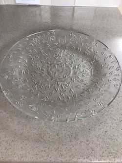Glass Leaf Design Tray - Vintage