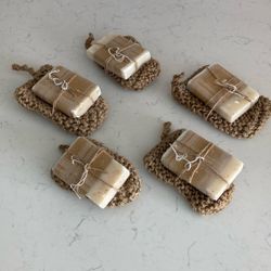 New Five Bars Of Homemade Soap With Scrubber
