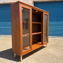 Mid Century Modern Walnut Cabinet/ Bookcase