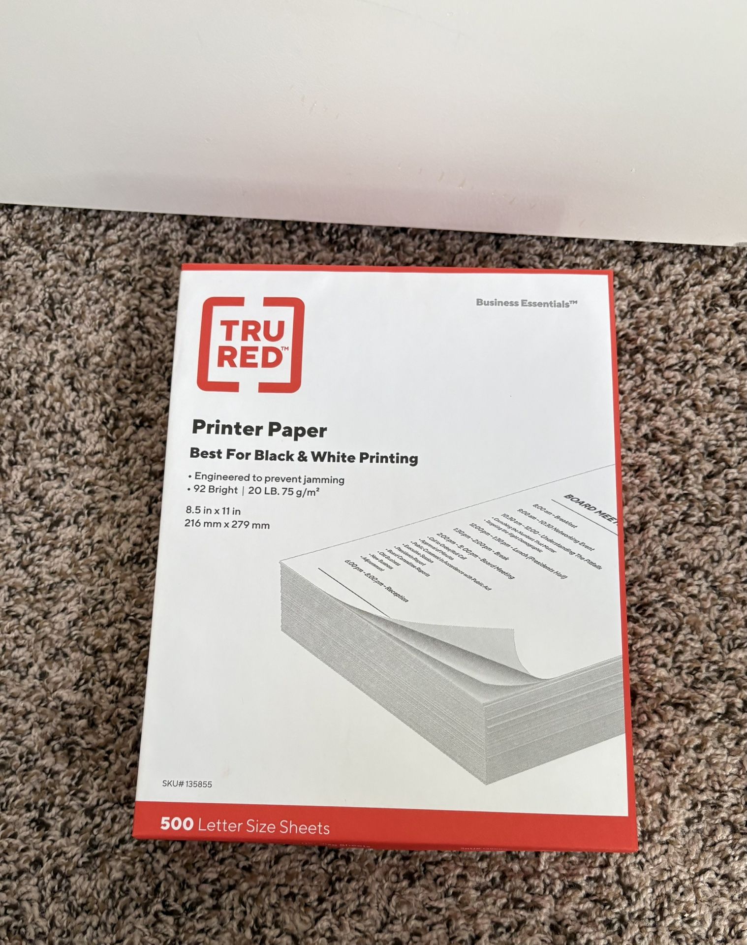 TRU RED 8.5 x 11-Inch Copy Paper, 20 lbs., 92 Bright, 500 Sheets/Ream