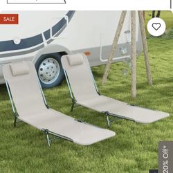  Folding Chaise Lounge Pool Chairs, Set of 4