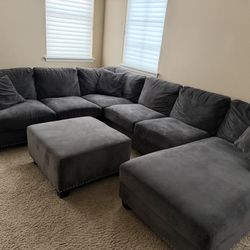 Zoeller Olive Green Fabric 2 Piece U-Shaped Sectional With Right Arm Facing Sofa Chaise | Left Facing