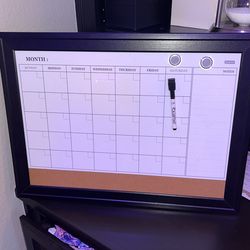 Framed Dry Erase Board Monthly Calender