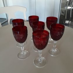 Vintage Red Ruby Wine Goblets