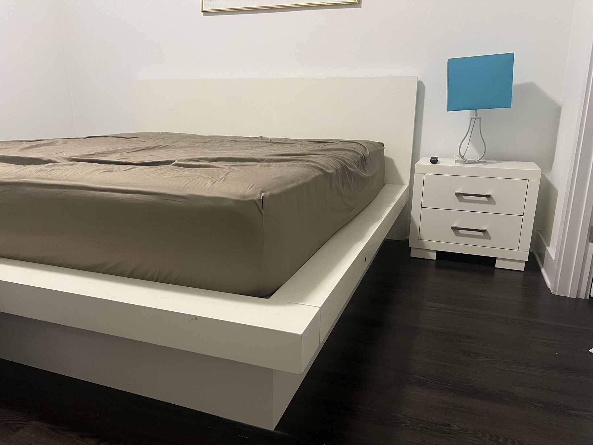 White Modern California King Bed Frame