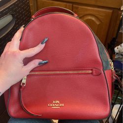 Coach Brown & Red Backpack Purse