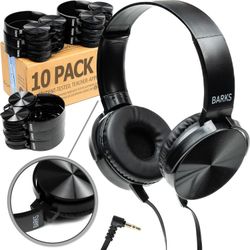 Barks Bulk Classroom Headphones (10 Pack) - On-Ear Premium Student Headsets: Perfect for Kids K-12 in Classrooms, Schools & Class Sets - BRAND NEW