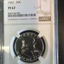 1961 Franklin Half Dollar NGC PR67 “FBL” 
