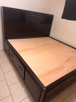 Dark Brown Captain's Bed Frame with Storage