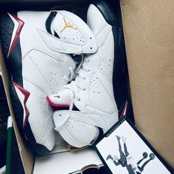 Air Jordan Retro 7 White and Cardinal Red