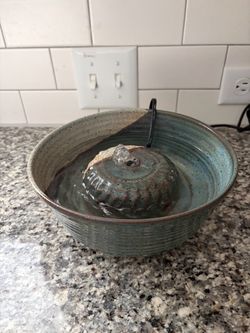 Handmade Ceramic Tabletop Water Fountain – Artisan Studio Pottery (Brand New Pump)