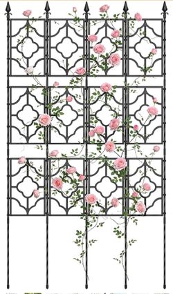 64.57×33.58in Garden Trellis for Climbing Plants Outdoor, Plant Trellis Frame with Plastic Coated Iron Tubes for Vines Flowers Vegetable, Plant Climbi