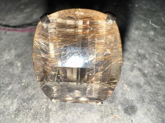 Huge Golden Rutilated Quartz Sterling Silver Ring 45+ CT Statement Gemstone