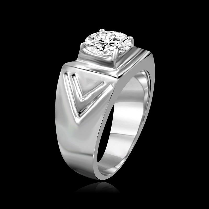 2 CT(8mm) intensely Radiant Round Diamond Veneer Wide Chevron Band set in fine Stainless Steel Men's ring. 635R1036