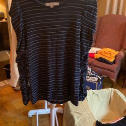 Loft striped cinched long sleeve top.  