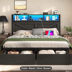 NEW QUEEN FARMHOUSE BEDFRAME WITH STORAGE