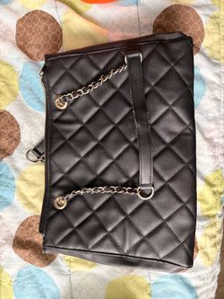 Black Quilted Handbag with Chain Straps