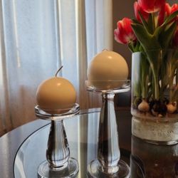 2 Glass Candle Holders