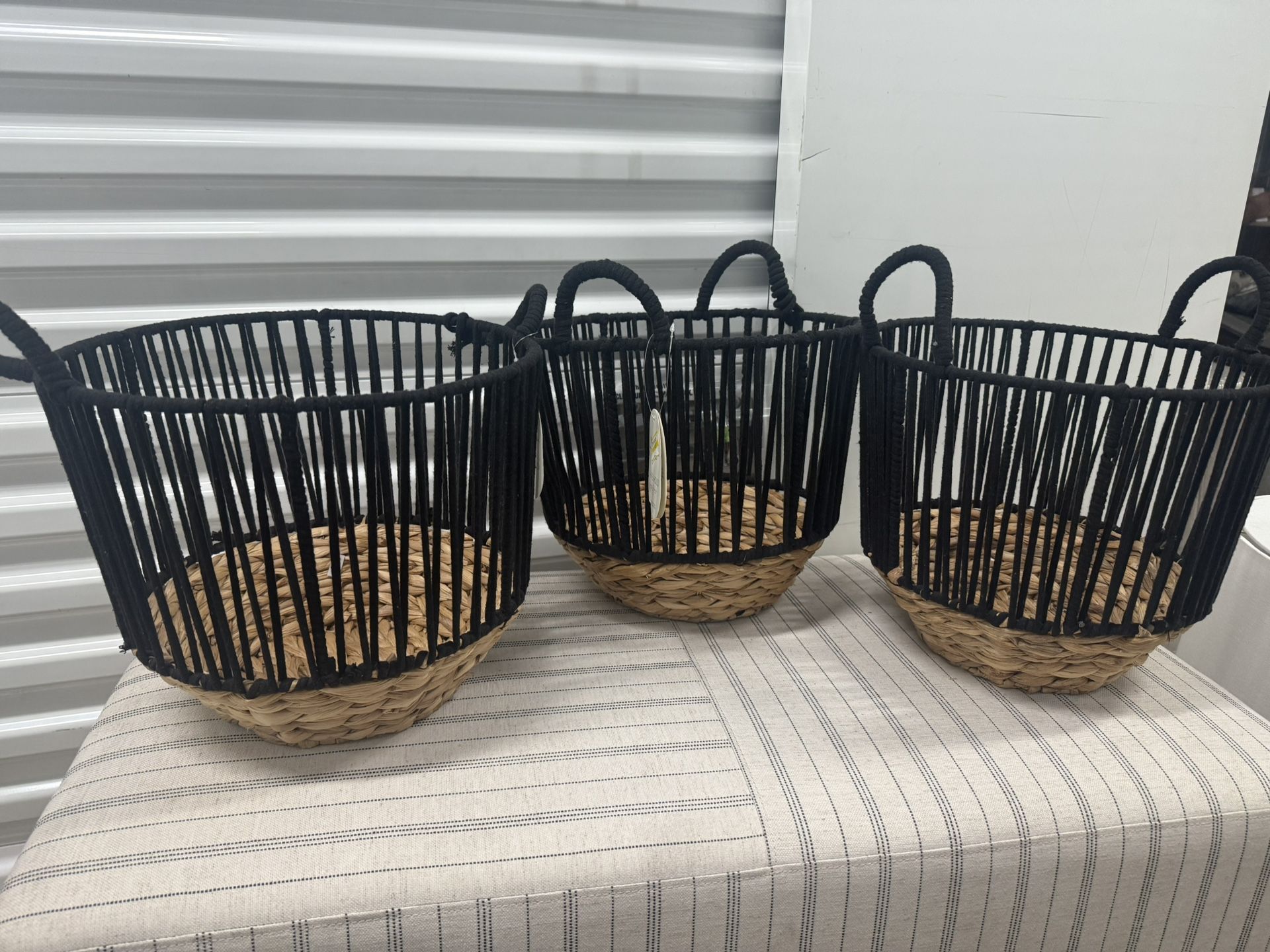 New set of 3 Rope Cotton Woven baskets