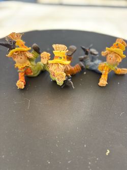 3pc Resin Tumbling Scarecrow Figurines - Autumn Fall Harvest Decor Set