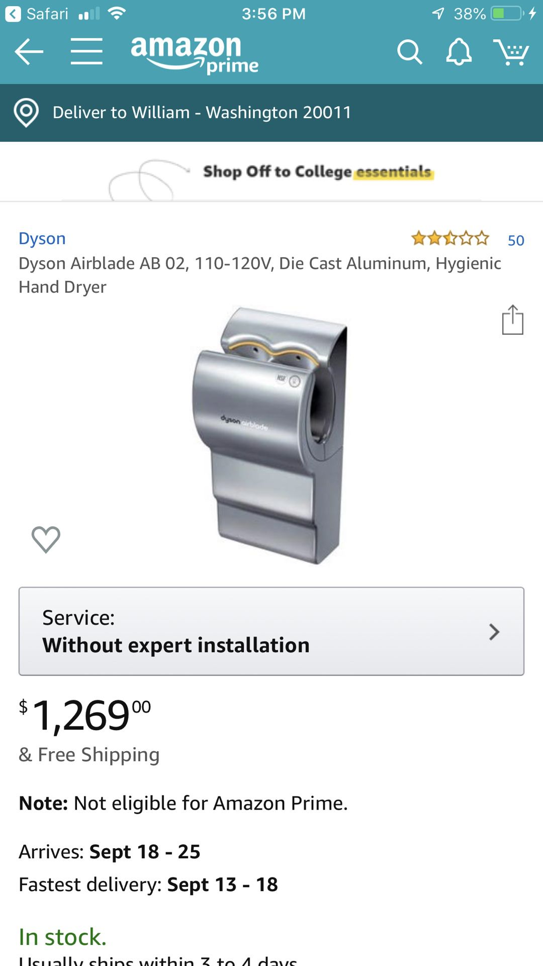 Dyson hand drier almost new.