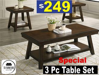 Table Set (Coffee & 2 End Tables) - Brown