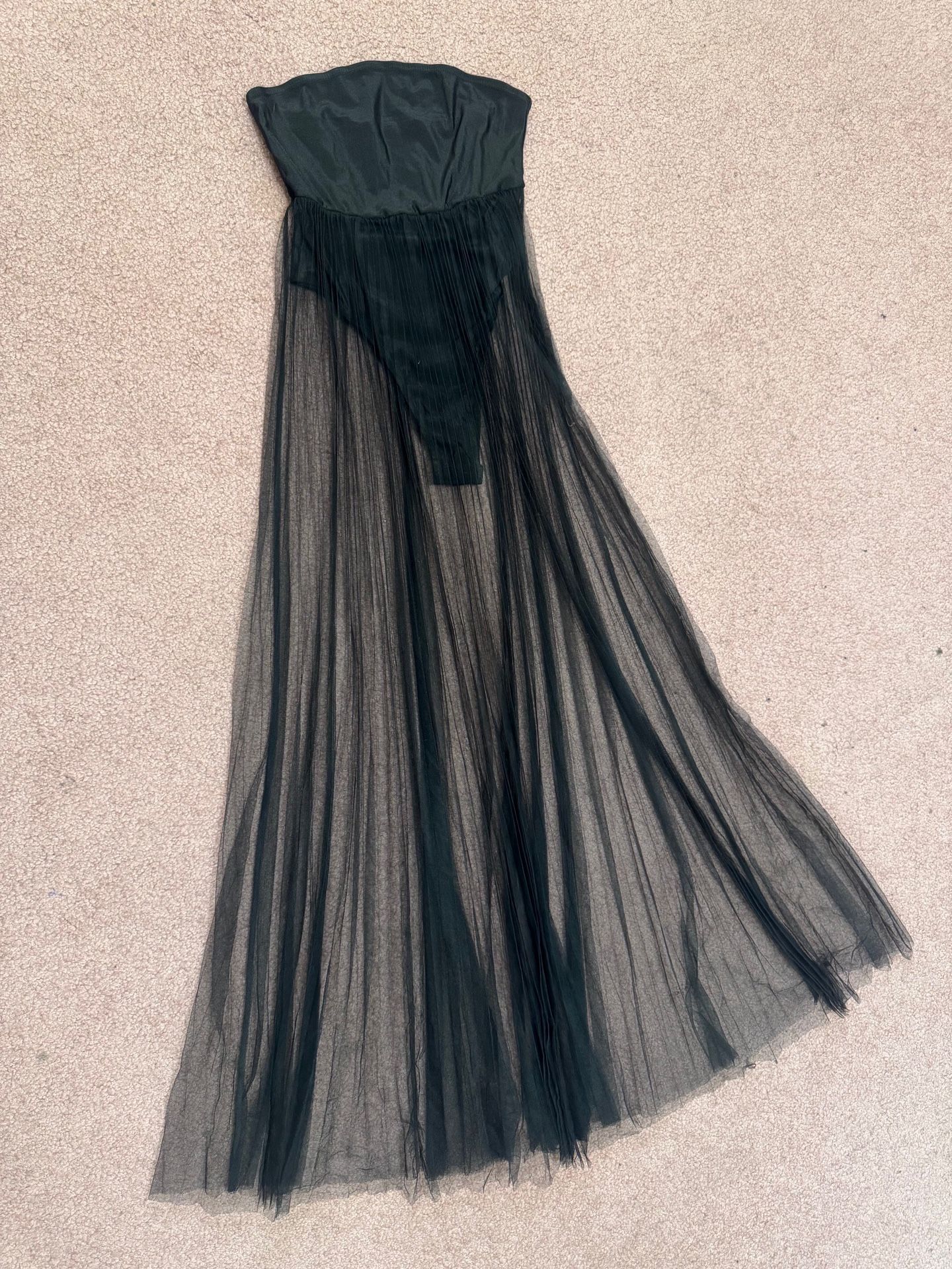 New Xs black sheer dress skirt bodysuit festival rave boho concert outfit goth