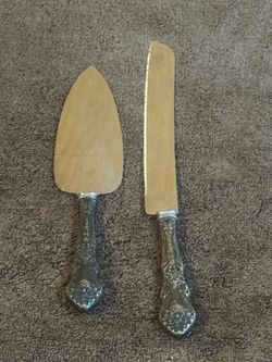 Vintage Prill Stainless & Silver Plated Cake Knife & Server Set - Sheffield England