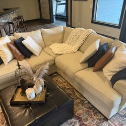Sectional Sofa, Cushions, and Ottoman 