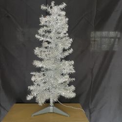 Christmas Tree. Silver Tinsel 