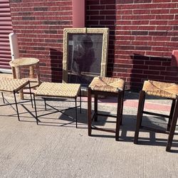 Beautiful Lot of seats, table, and mirror Rope and Rattan Furniture