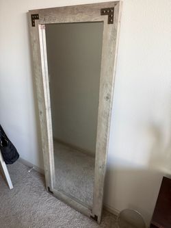 Rustic Farmhouse Full-Length Mirror – Weathered Gray Wood Frame