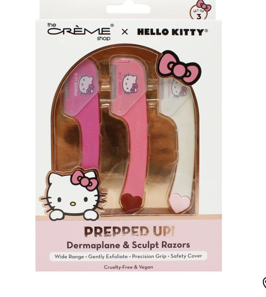  Hello Kitty x The Crème Shop Prepped Up! Dermaplane and Sculpt Razors (Pink)