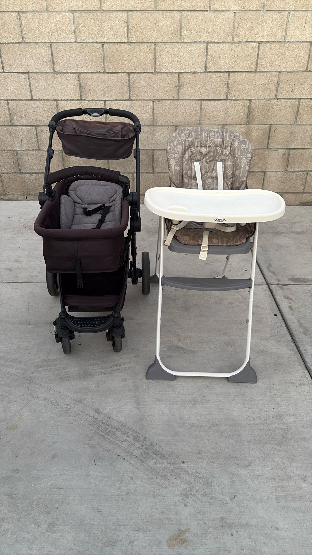 Graco High Chair & Stroller Bassinet $40