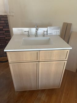 30 x 24 vanity with Counter Top, backsplash, sink and faucet