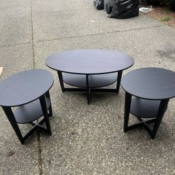 3 Round Wood Coffee Tables