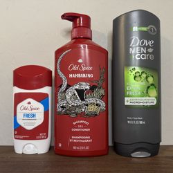 Old Spice shampoo Deodorant Dove Body Wash Bundle