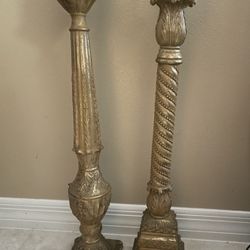 Two Candlesticks.  23 Inch Tall.   Includes The Candle 