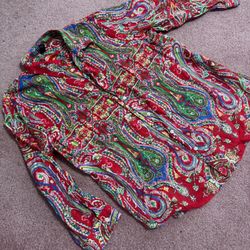 Xl Ralph Lauren’ vintage paisley pattern button shirt blouse top boho hippie 
