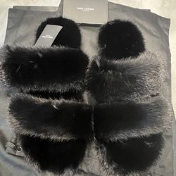 Brand New Saint Laurent REAL Mink Fur Bleach 05 Sandals