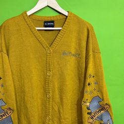 M Harry Potter Hufflepuff Embroidered Knit Cardigan Sweater
