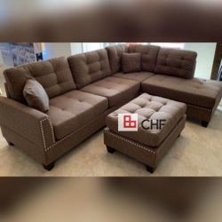 Black Friday Deals New 3 Pc Sectional Sofa With Ottoman  104" x 75" x 35" H 