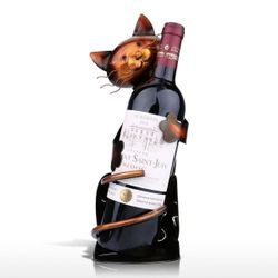 Cat Wine Bottle Holder Sculpture Metal Shelf Rack Craft Home Decoration Gift Art