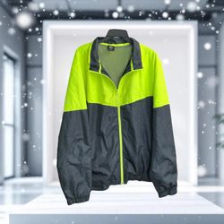 Starter Black & Neon Yellow Green Zip Net Lined Windbreaker Jacket Men XL 46-48