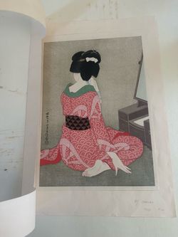 Authentic 1932 Hirano Hakuhō Woodblock Print – Before the Mirror