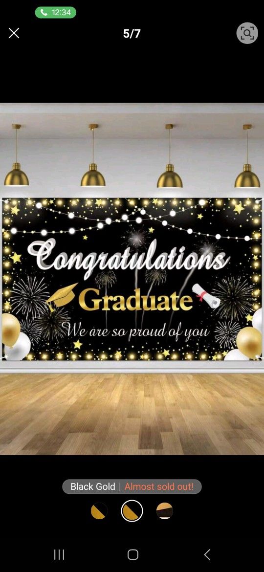 Black With Gold Graduation Backdrop With Card Box