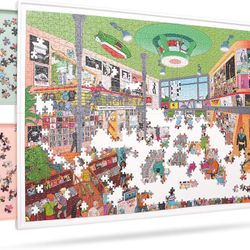 2-in-1 Rotating & Tilting Puzzle Board for 1500‑Piece Puzzles with 4 Color Drawers and Cover, 32"x24" Portable Spinning Plastic Jigsaw Puzzle Table fo