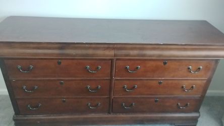 Vintage brown wooden dresser