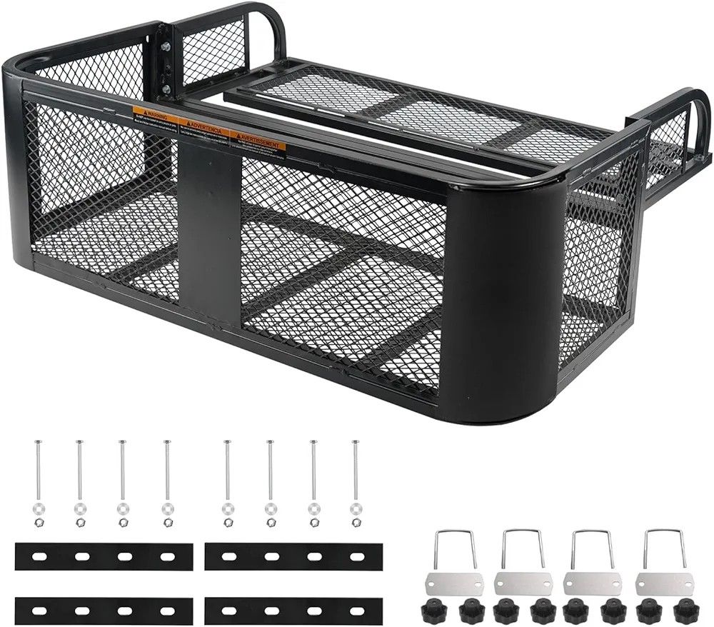 ORCISH 14"W x 41"L x 12.5"H Universal ATV/UTV Rear Drop Cargo Basket Rack,Heavy Duty Detachable Steel Luggage Mesh Surface,Capacity Load of 500 lbs,AT